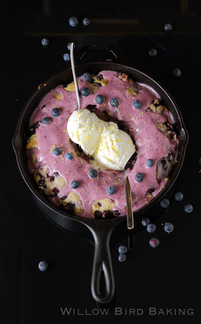 Hot Blueberry Cake with Vanilla Ice Cream