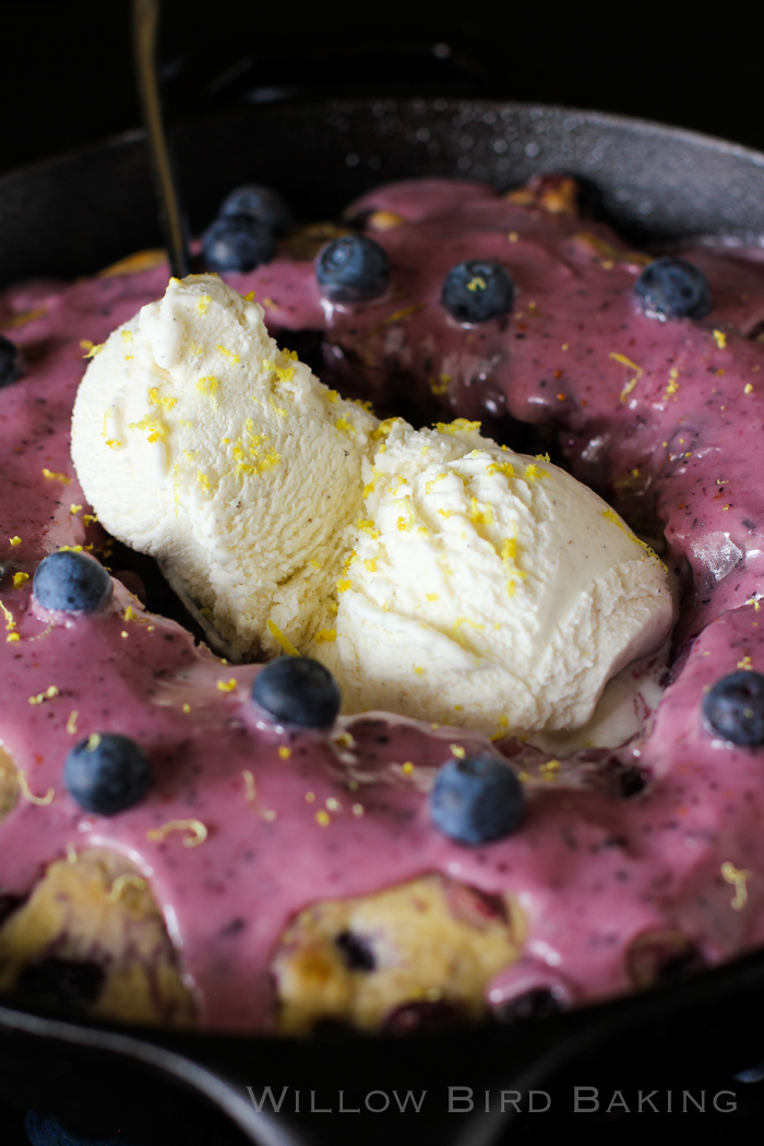 Hot Blueberry Cake with Vanilla Ice Cream