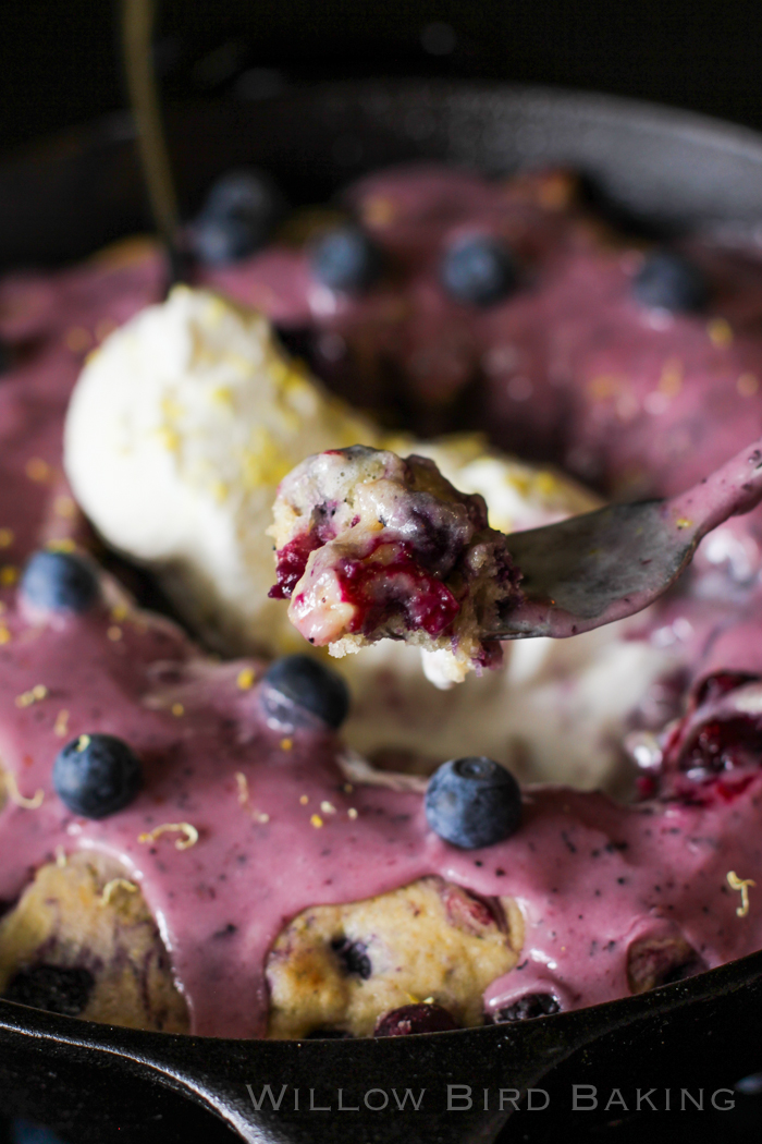 Hot Blueberry Cake with Vanilla Ice Cream