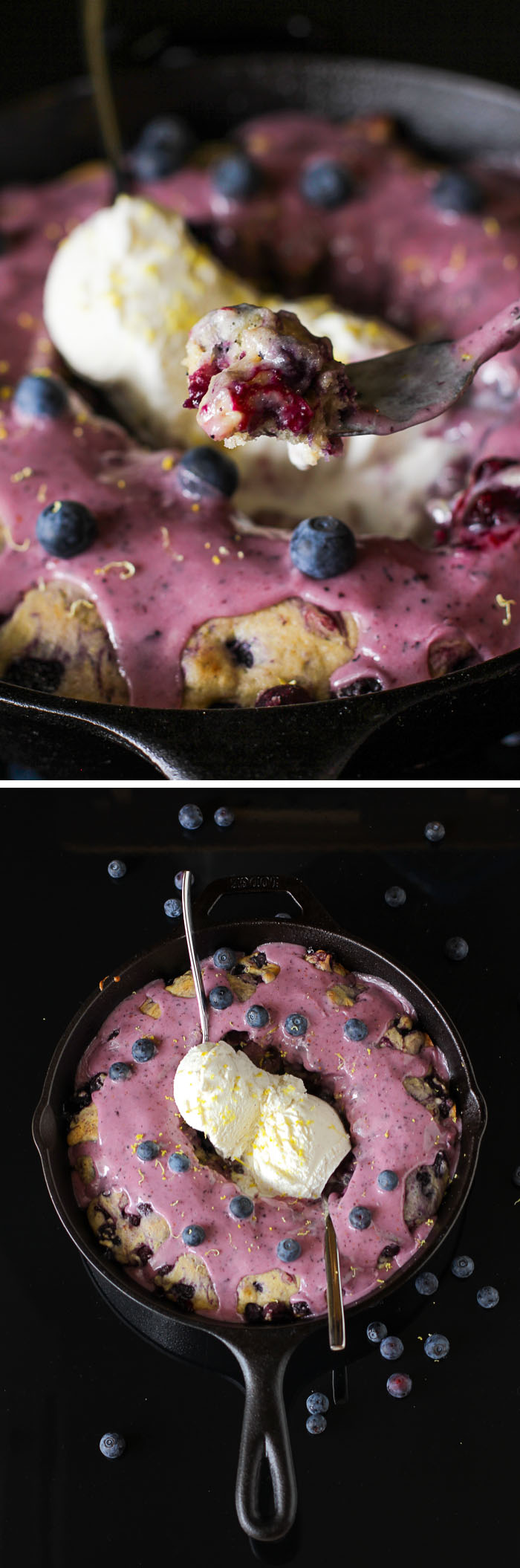 Hot Blueberry Cake with Vanilla Ice Cream