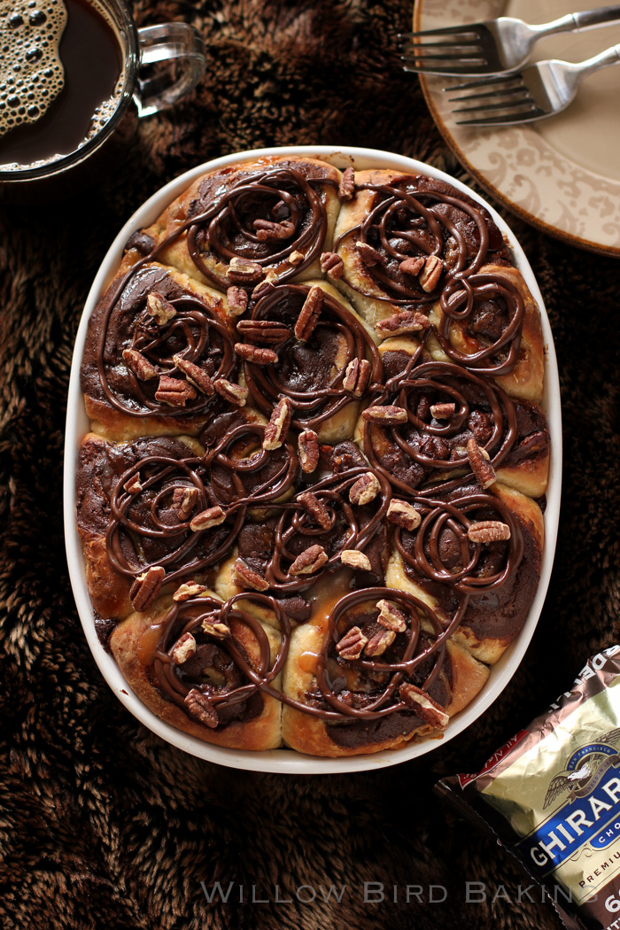 Gooey Turtle Brownie Sticky Buns