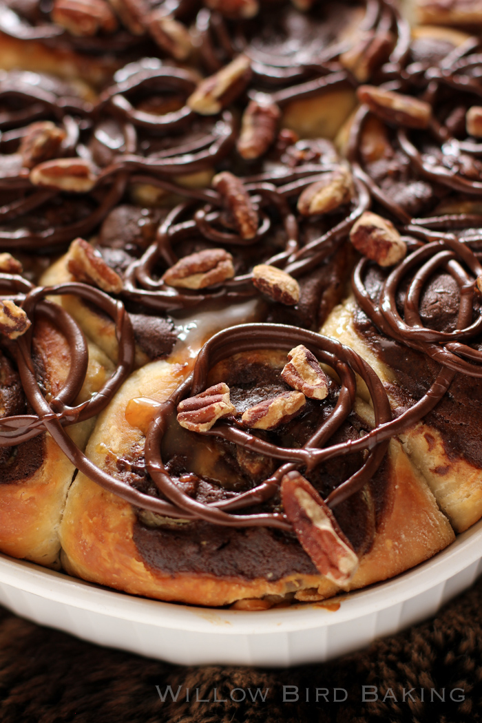 Gooey Turtle Brownie Sticky Buns