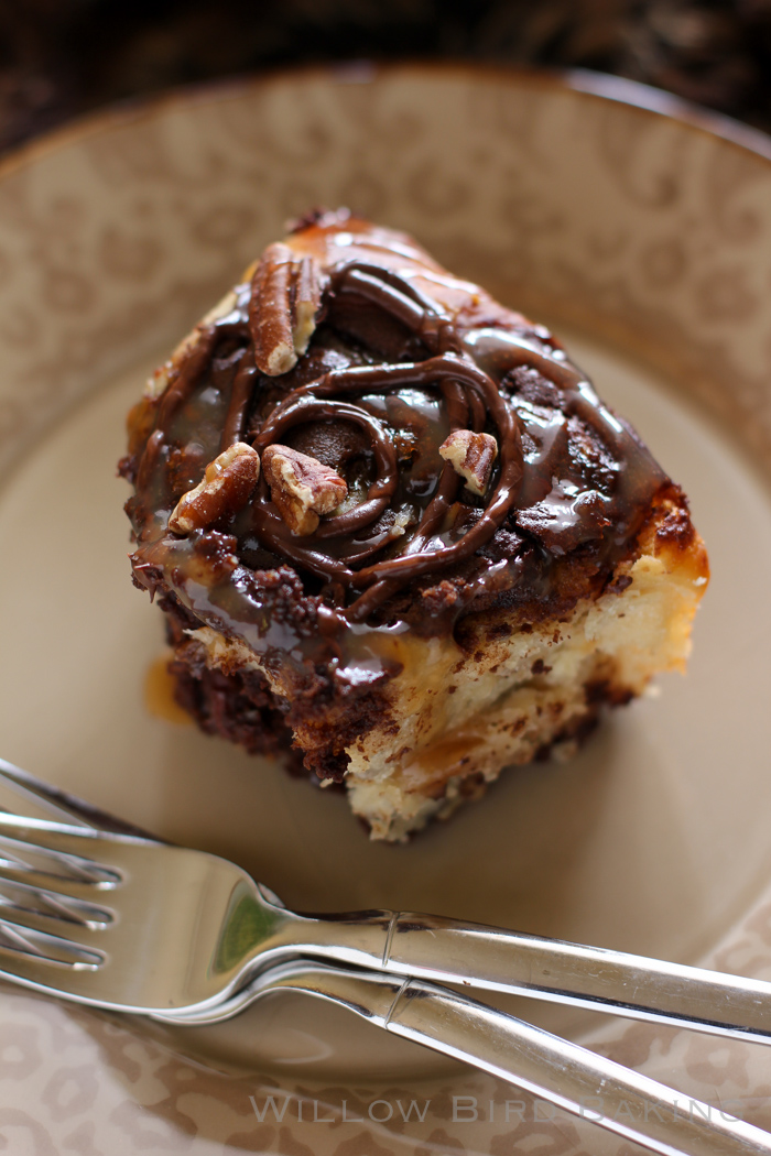 Gooey Turtle Brownie Sticky Buns