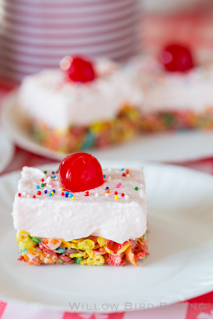 Cherry Cream Fruity Pebbles Bars