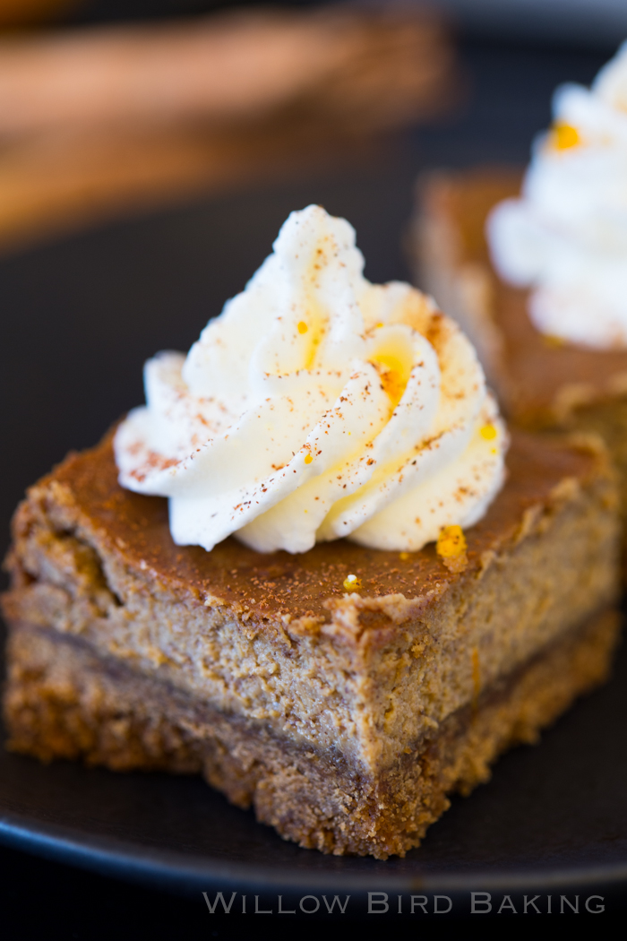 Gingerbread Cheesecake Bars with Orange Whipped Cream