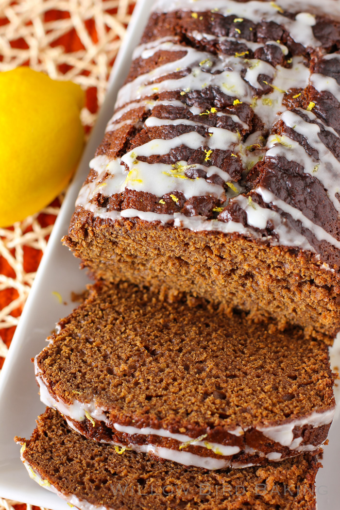 Gingerbread Quick Bread with Lemon Glaze