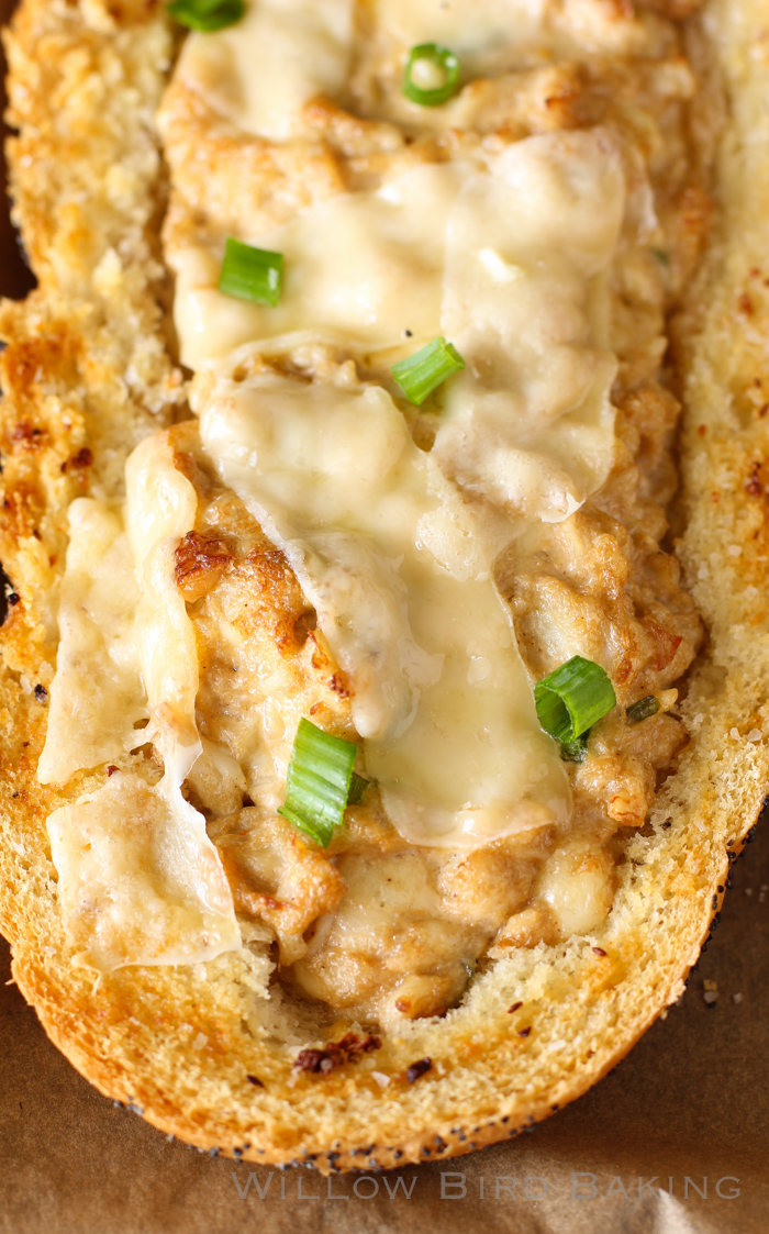 Hot Crab Dip in a Lemon-Garlic Baguette