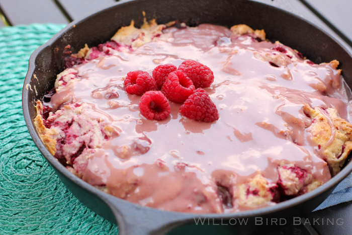 Hot Raspberry Cake with Vanilla Ice Cream