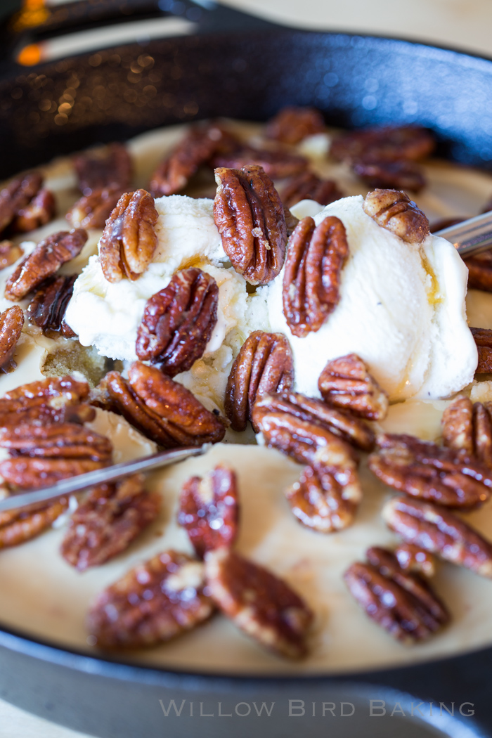 Hot Maple Cake with Crackle Icing and Maple Candied Pecans