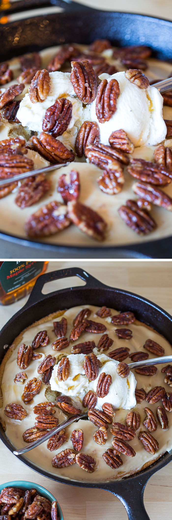 Hot Maple Cake with Crackle Icing and Maple Candied Pecans