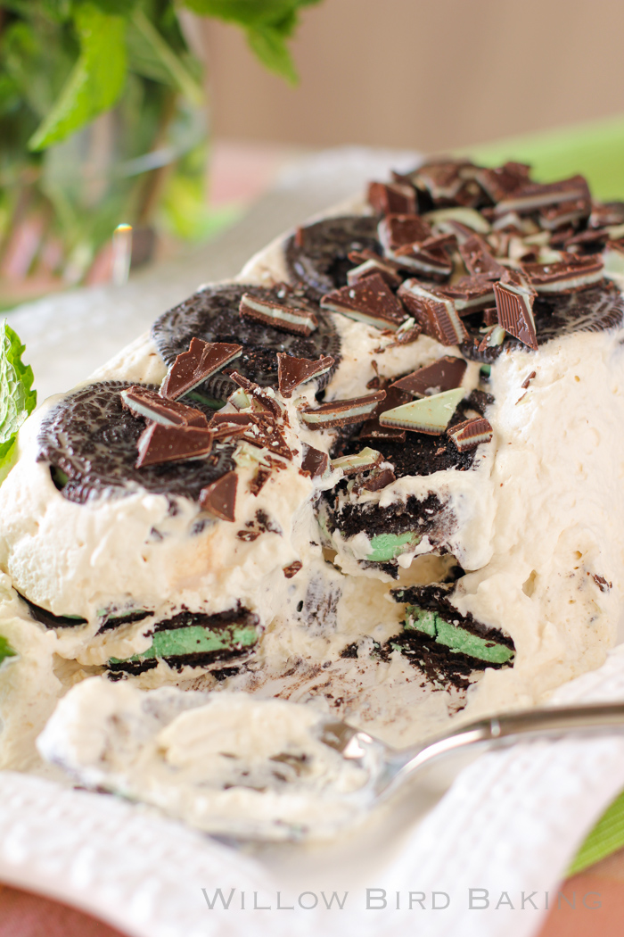 Bailey's Mint Oreo Icebox Cake