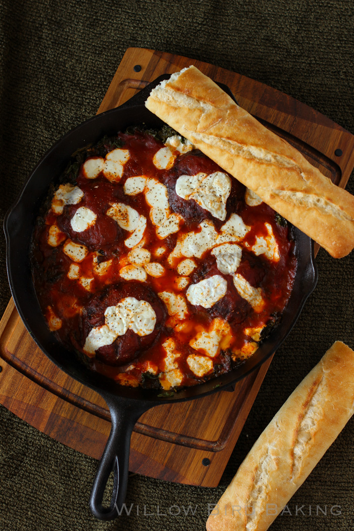 portobello and kale pizza bake (low-carb, vegetarian, low-calorie)