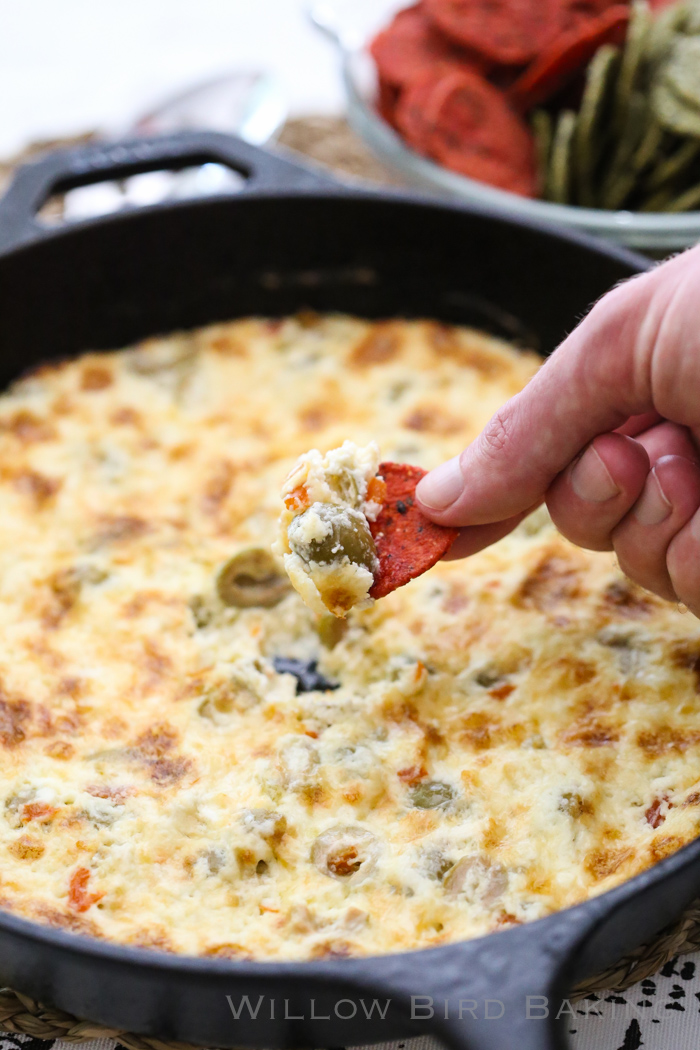 warm cheesy olive dip