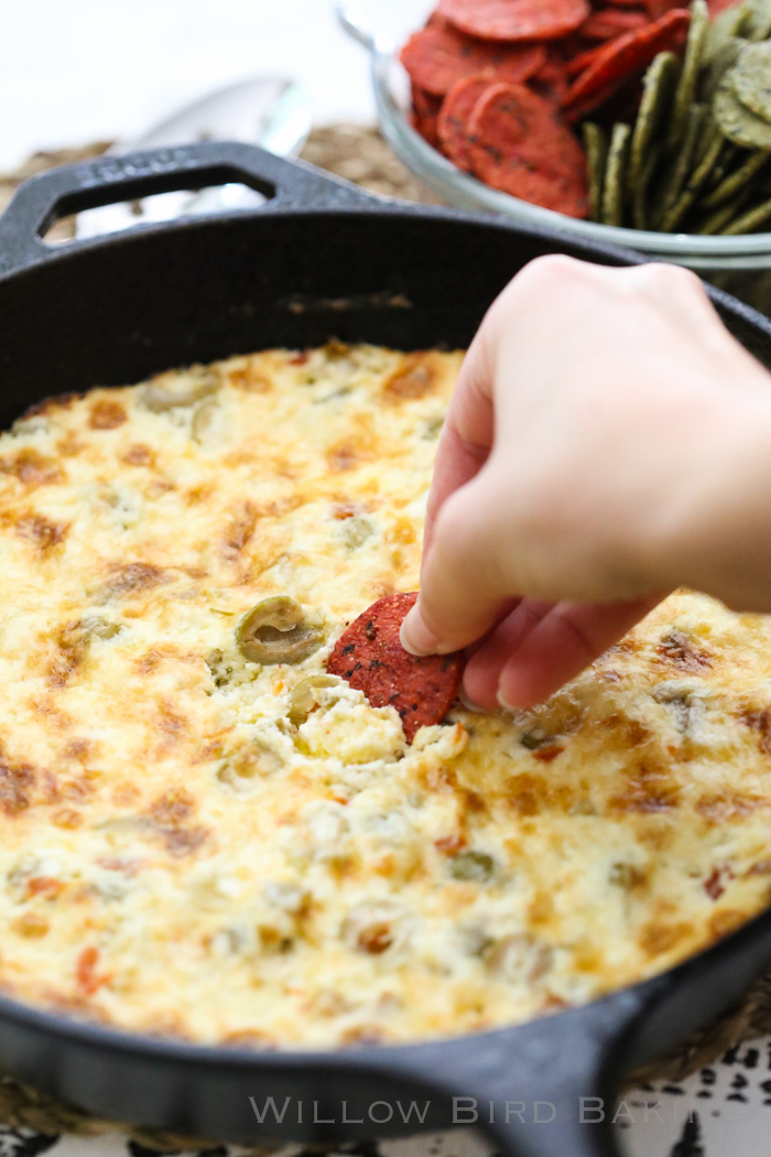 Warm Cheesy Olive Dip