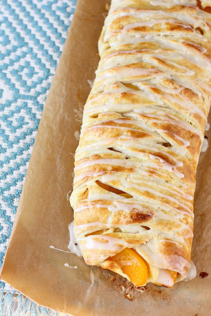 Peaches and Cream Cheesecake Braid recipe from Willow Bird Baking