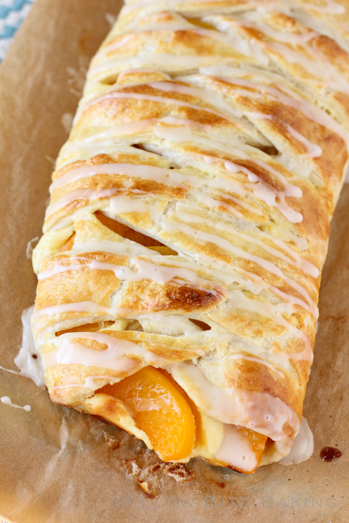 Peaches and Cream Cheesecake Braid recipe from Willow Bird Baking