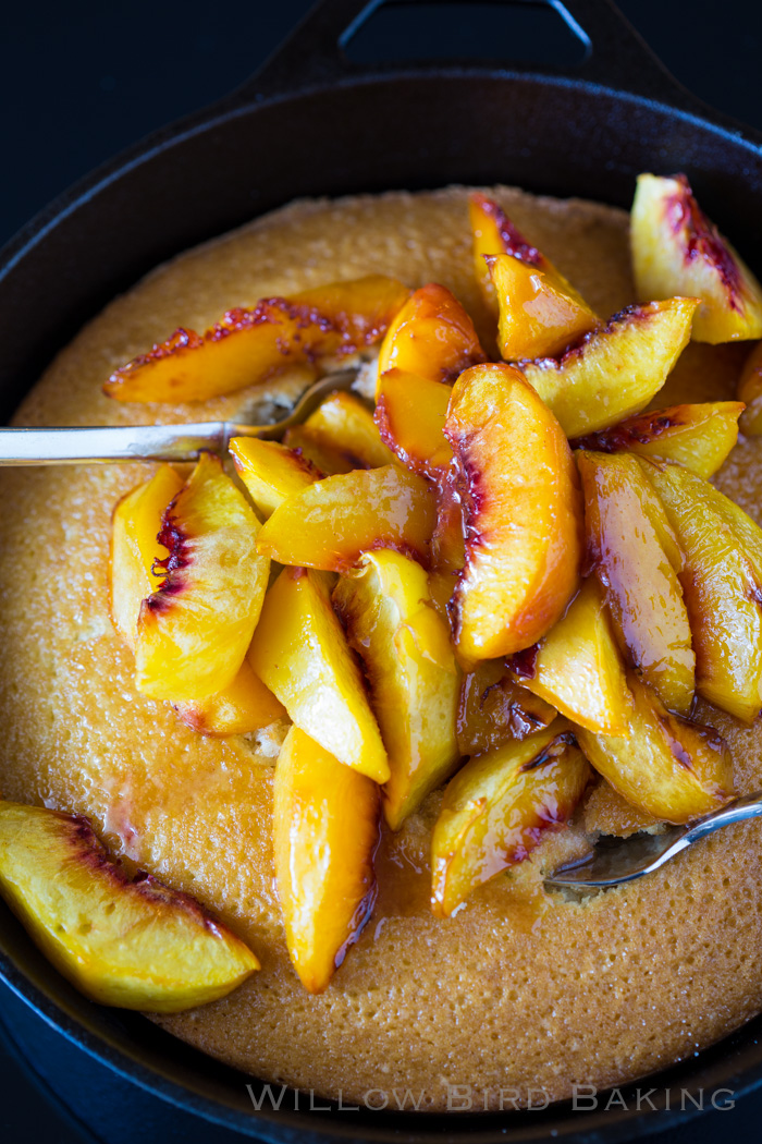 Roasted Peach Skillet Cake Recipe