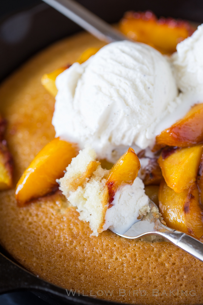 Roasted Peach Skillet Cake Recipe