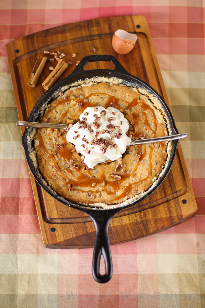 Brown Butter Pecan Gooey Butter Cake with Spiked Whipped Cream