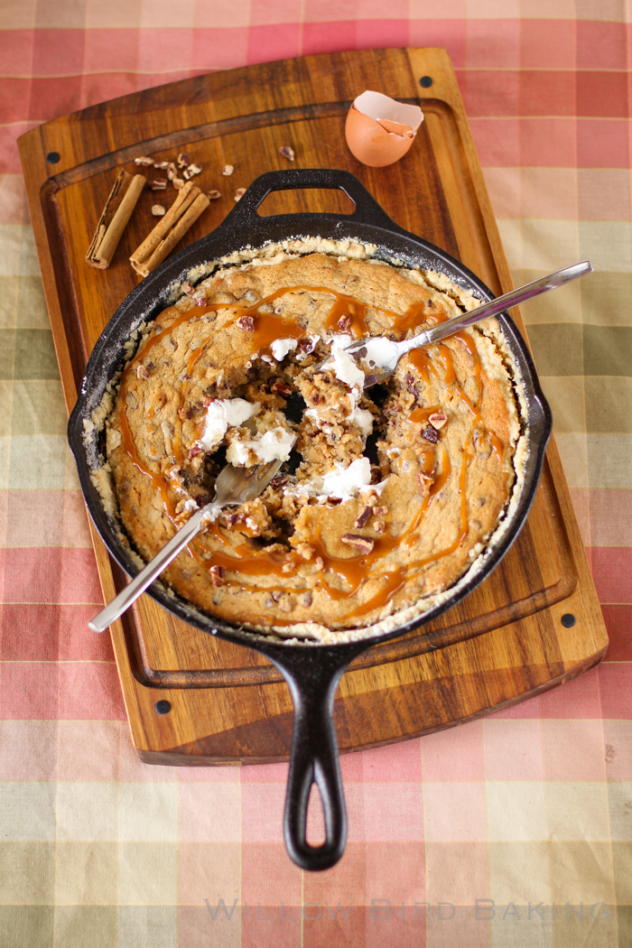 Brown Butter Pecan Gooey Butter Cake with Spiked Whipped Cream