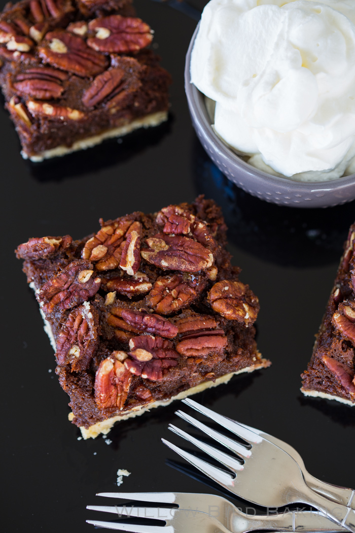 Boozy Chocolate Pecan Pie Bars