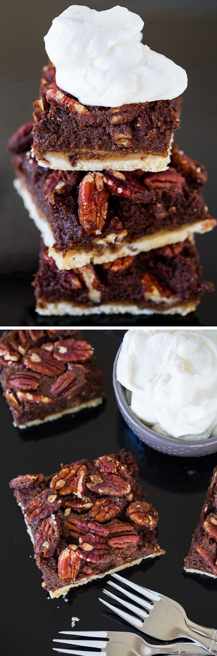 Boozy Chocolate Pecan Pie Bars