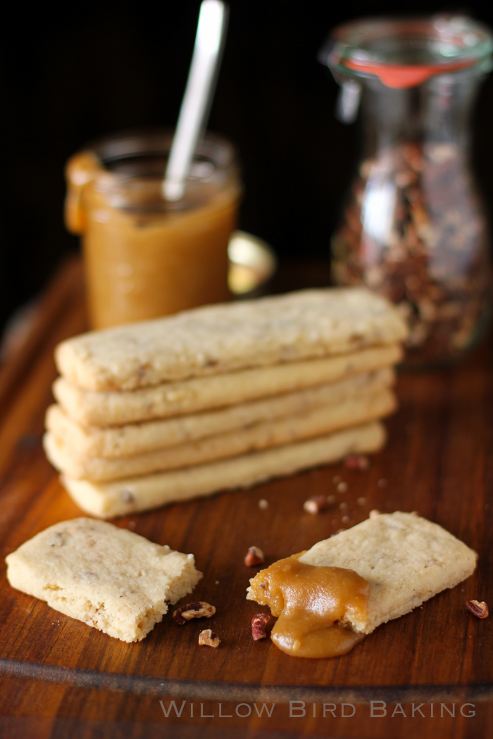 Toasted Pecan Shortbread with Spiked Toffee Sauce