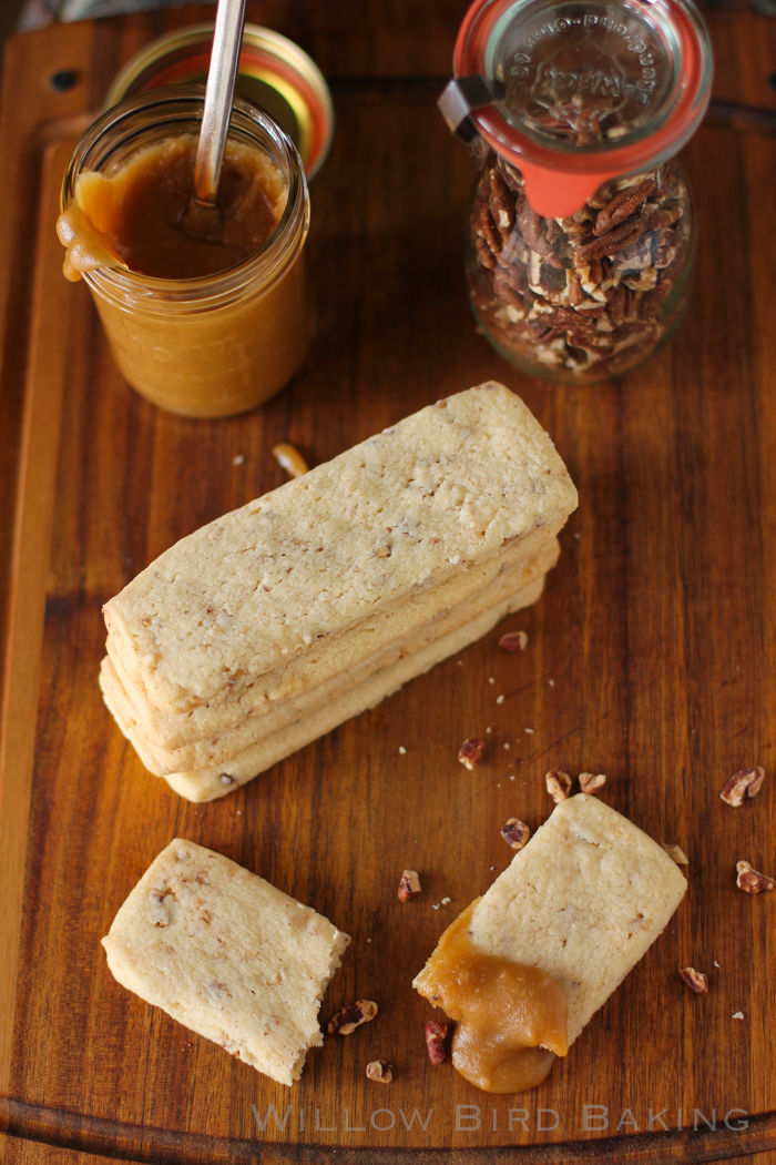 Toasted Pecan Shortbread with Spiked Toffee Sauce