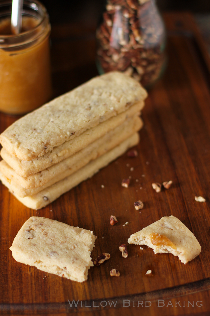 Toasted Pecan Shortbread with Spiked Toffee Sauce