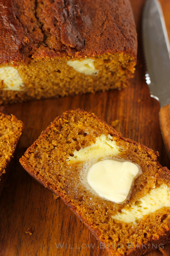 Cheesecake-Stuffed Pumpkin Bread