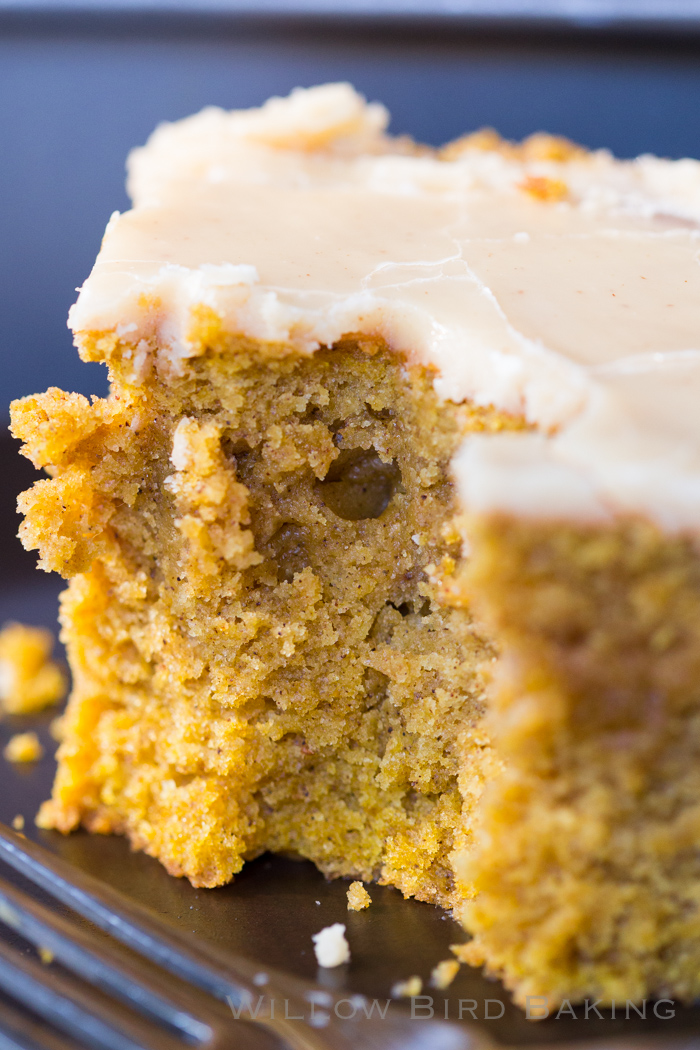 Brown Butter Pumpkin Snack Cake with Crackle Icing