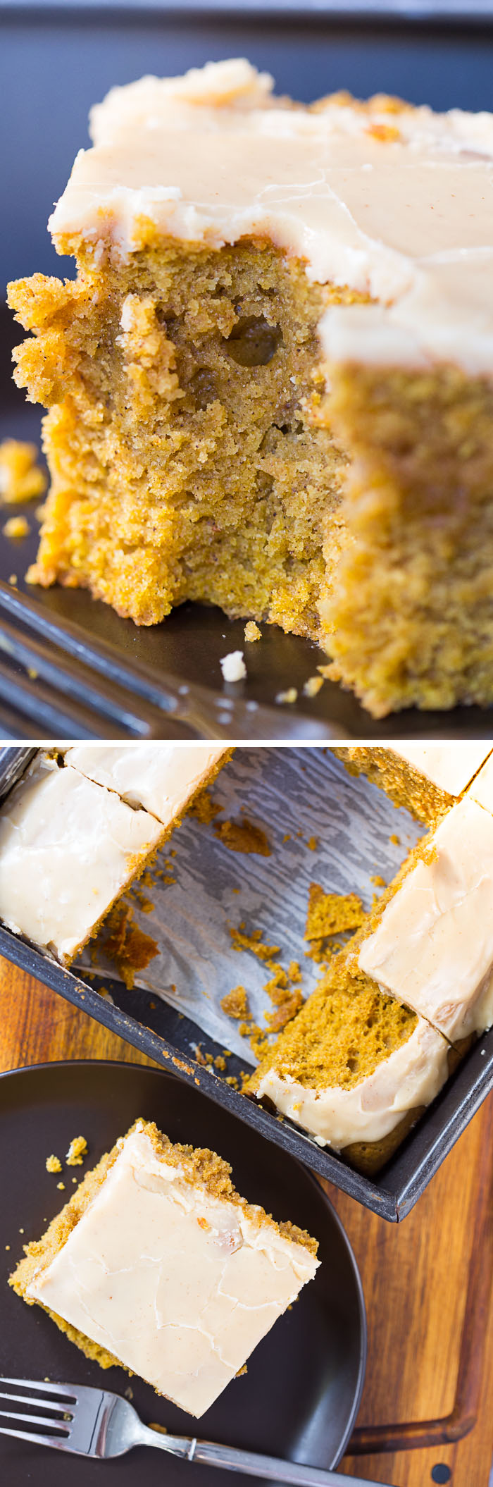 Brown Butter Pumpkin Snack Cake with Crackle Icing