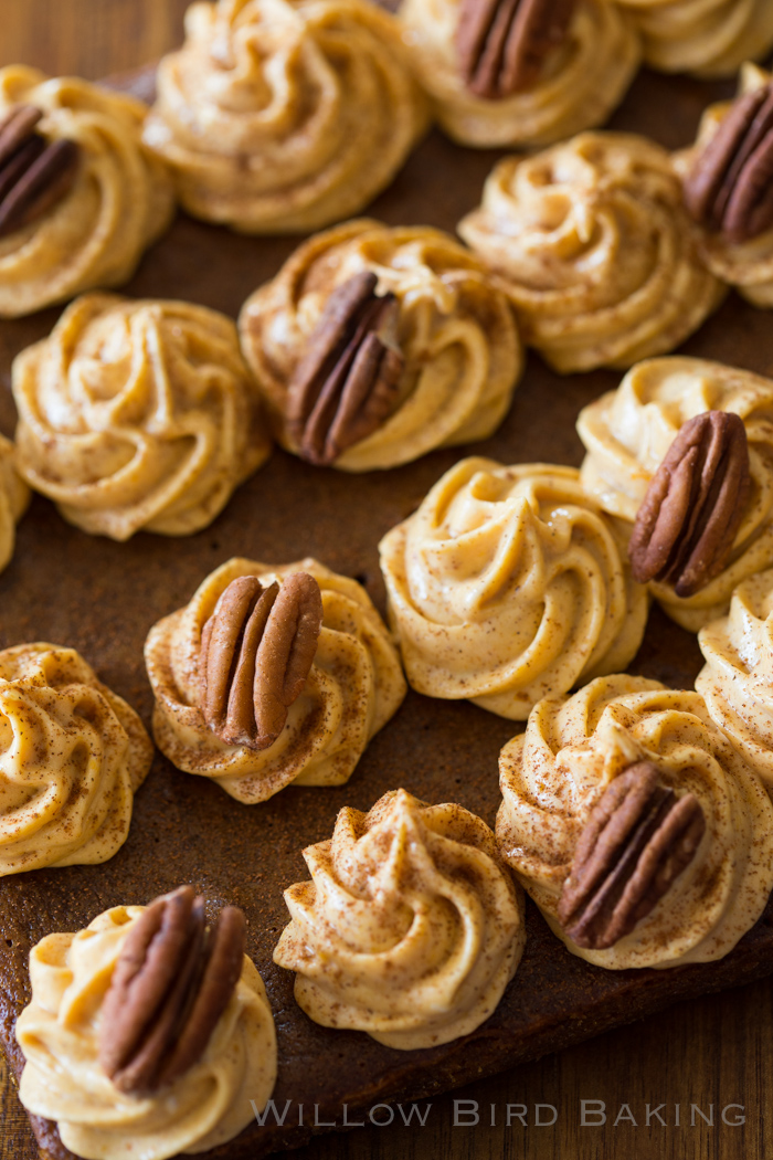 Chewy Gingerbread Bars with Pumpkin Cream Cheese Frosting