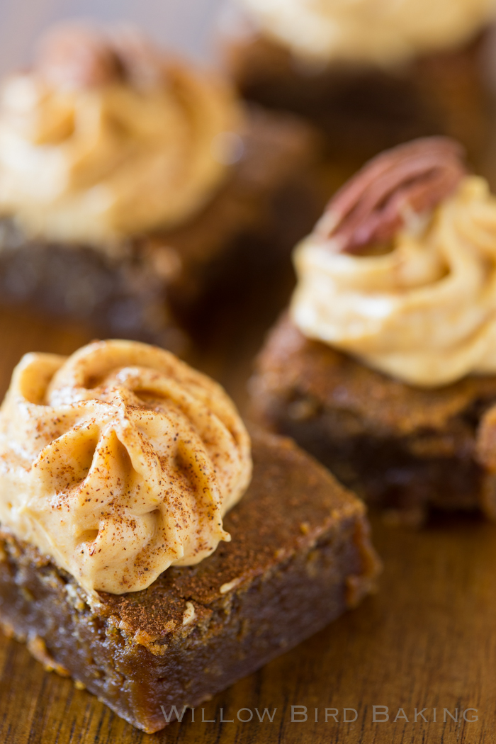 Chewy Gingerbread Bars with Pumpkin Cream Cheese Frosting