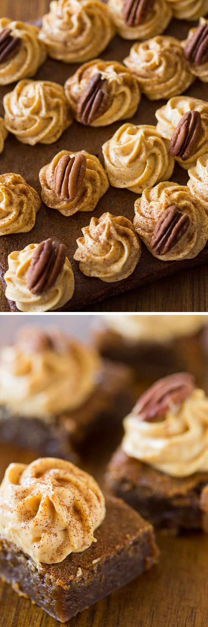 Chewy Gingerbread Bars with Pumpkin Cream Cheese Frosting