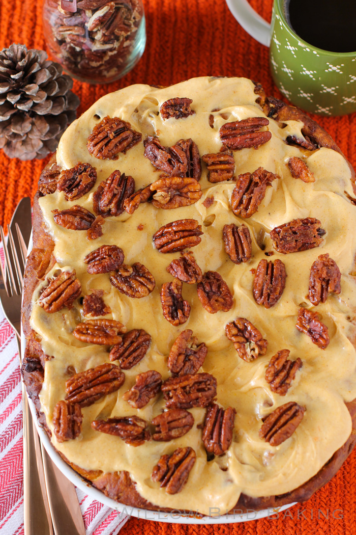 Pumpkin Maple Pecan Rolls (with Pumpkin Cream Cheese Icing!)