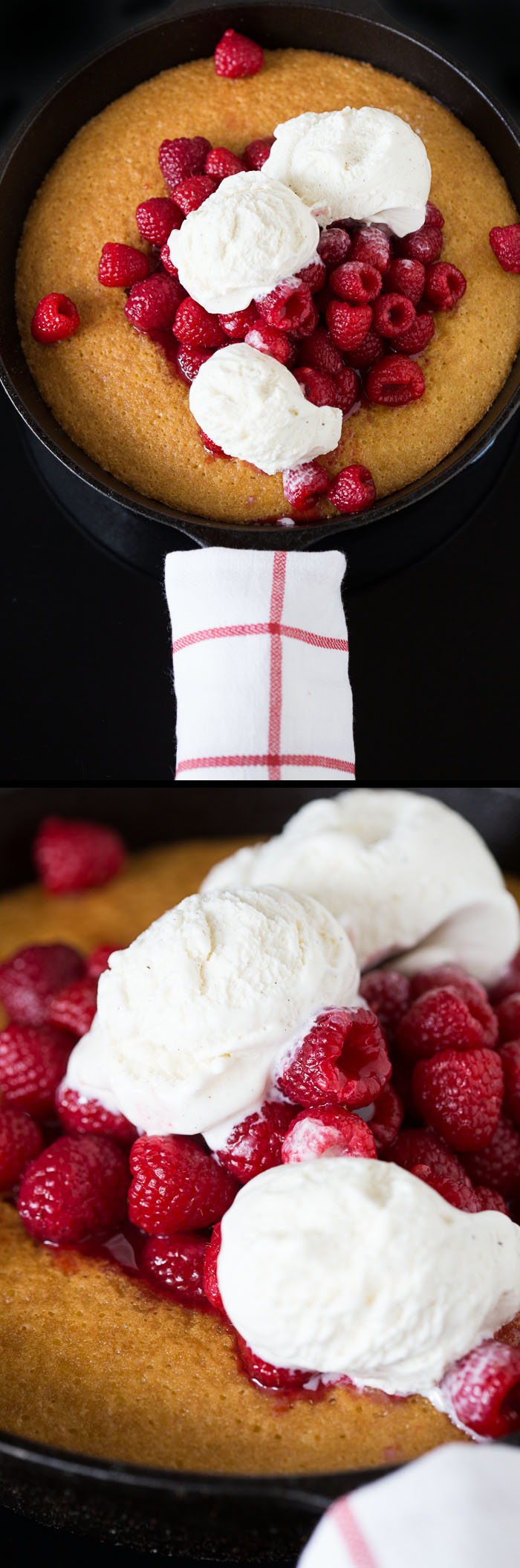 Hot Raspberry Cake and Ice Cream