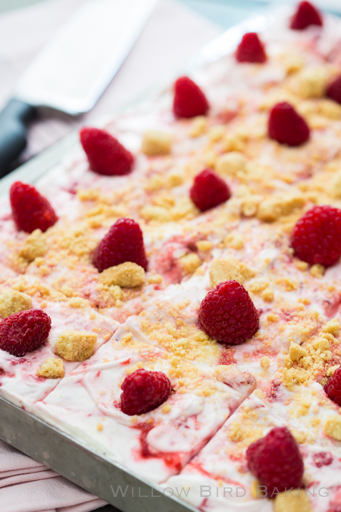 Raspberry Fool Sheet Cake