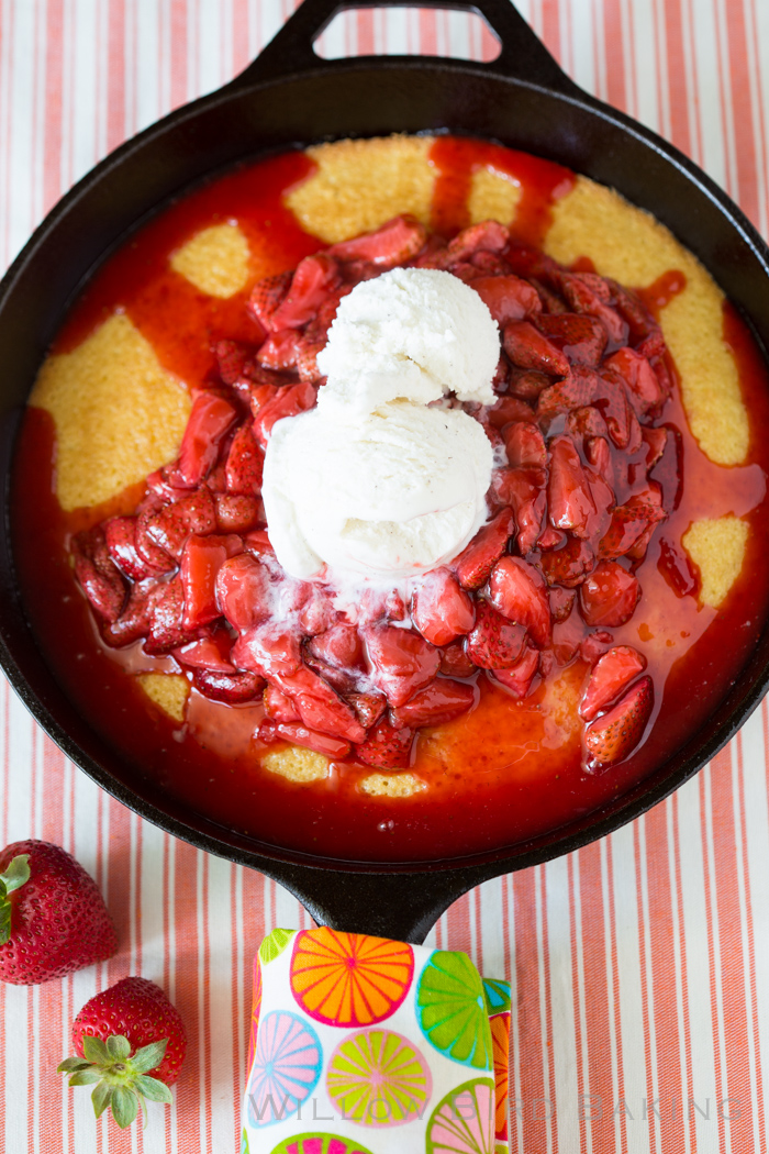 Hot Strawberry Cake with Ice Cream