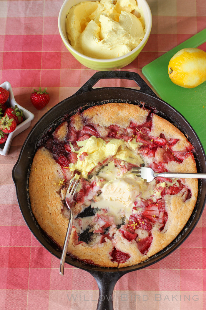 Strawberry Cobbler with Lemon Cream