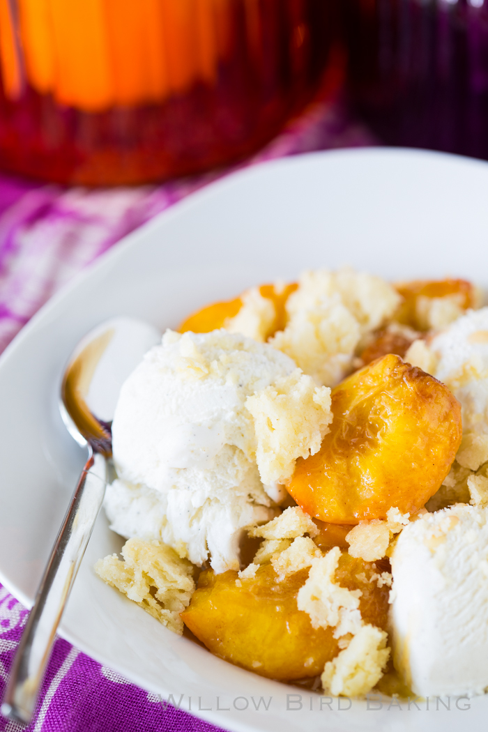 Roasted Peaches and Shortbread Ice Cream Sundae