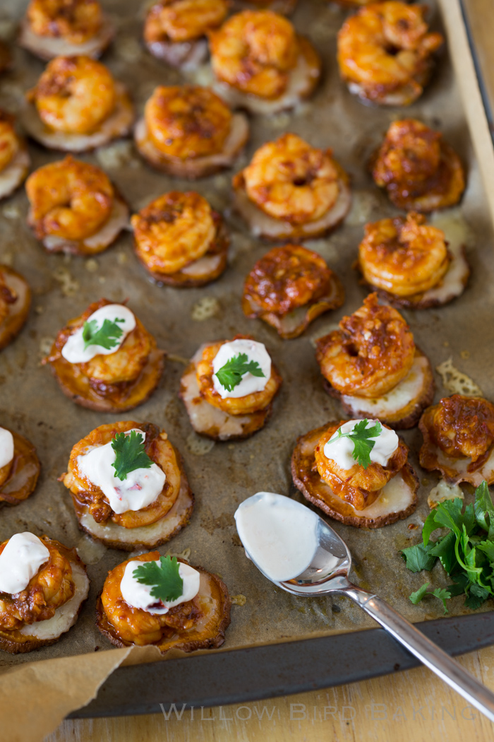 Cheesy Chipotle Shrimp Sweet Potato Coins