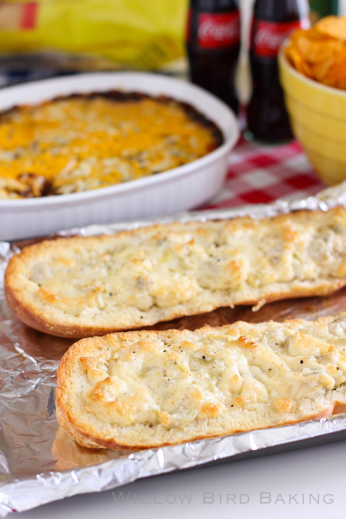 Easy Cheesy Artichoke Dip in a Baguette