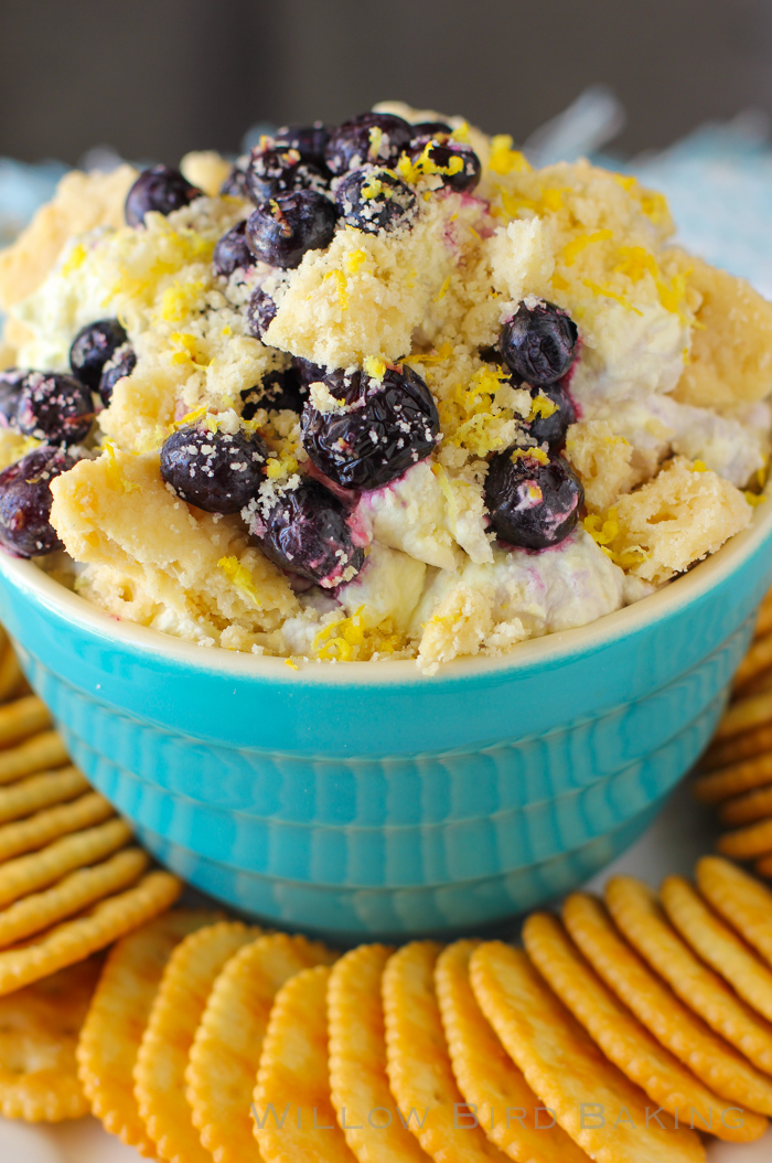 Lemon Blueberry Shortbread Cheesecake Dip