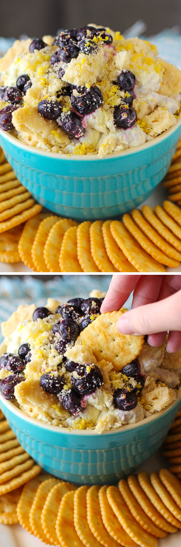 Lemon Blueberry Shortbread Cheesecake Dip